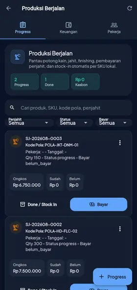 Tampilan Mobile Alur Produksi & SPK
